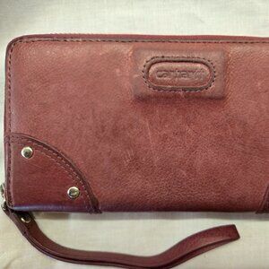 ladies red leather wristlet Carhartt Wallet